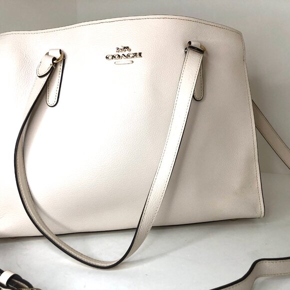 Coach Tatum Large Leather Carryall Tote Shoulder Bag Chalk (Cream) AUTHENTICATED - Picture 14 of 16